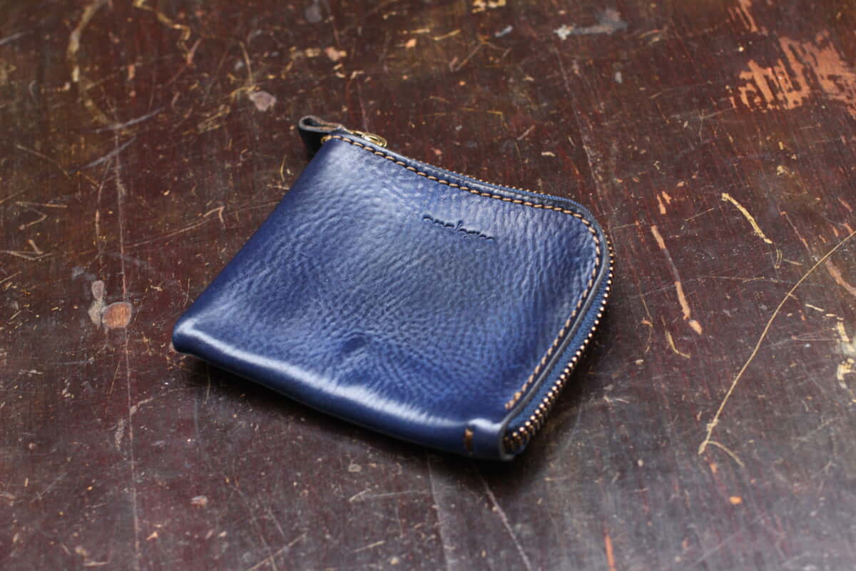 L字ファスナー財布 ブルー エイジング